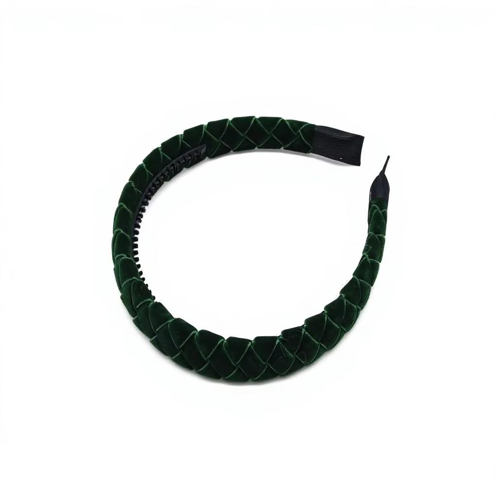 Dark Green Velvet Bow Headband – Ali Picks AW26