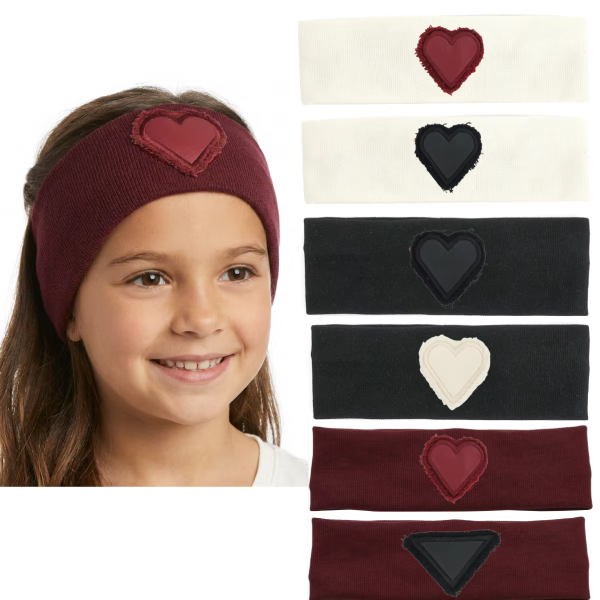 Heart-Patch Cotton Headband