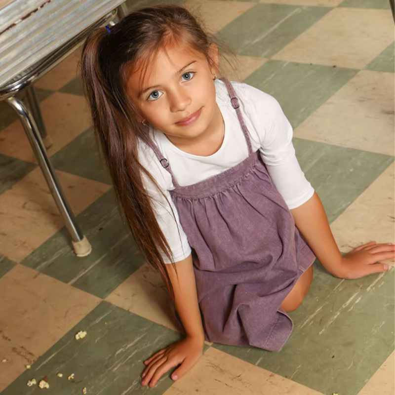 Denim Dash Plum Girls Romper — image 2