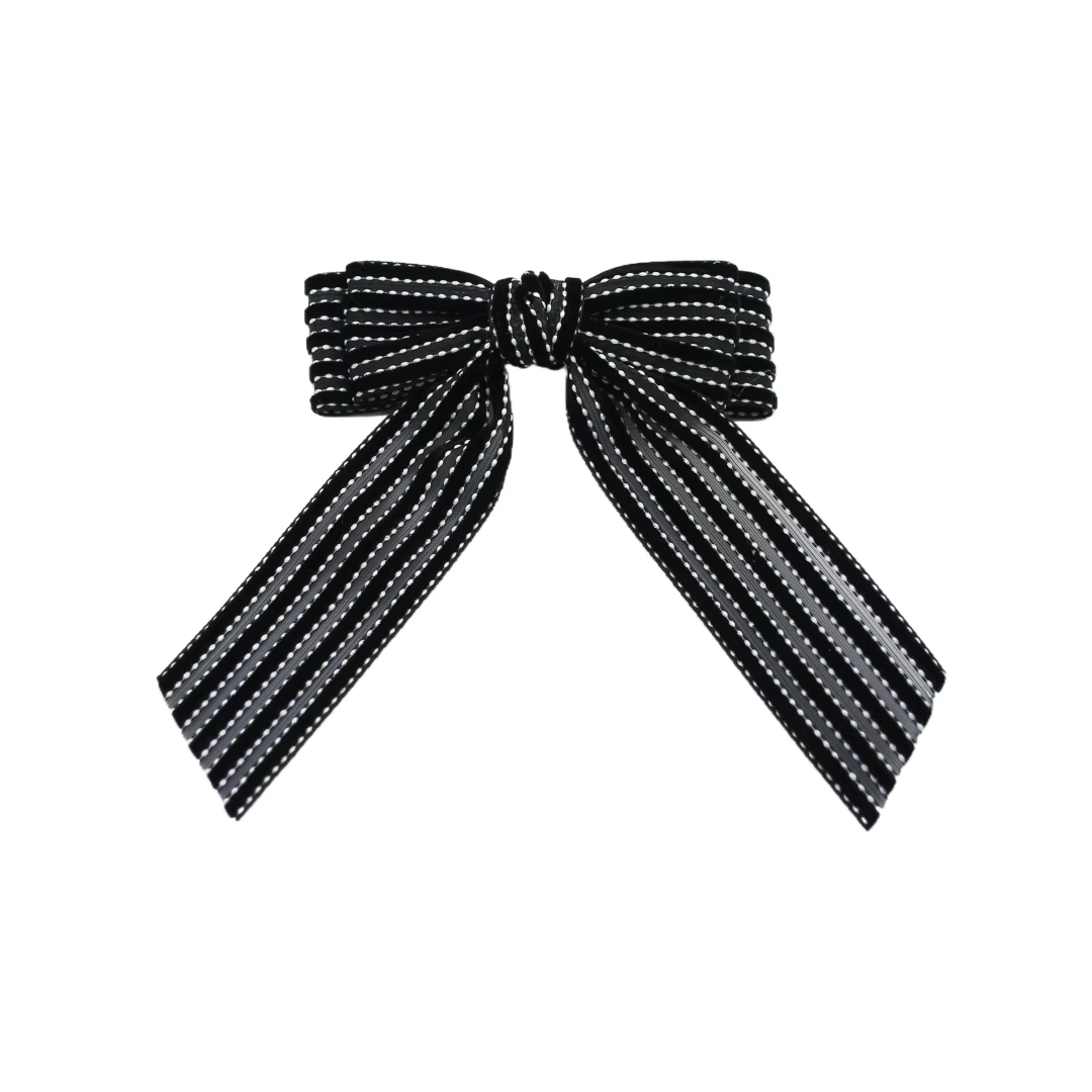 Black Velvet Bow Headband Medium Hair Clip — image 9