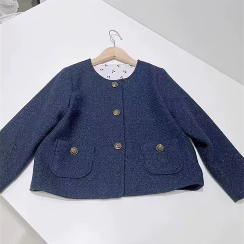 Girls' Navy Button Cardigan