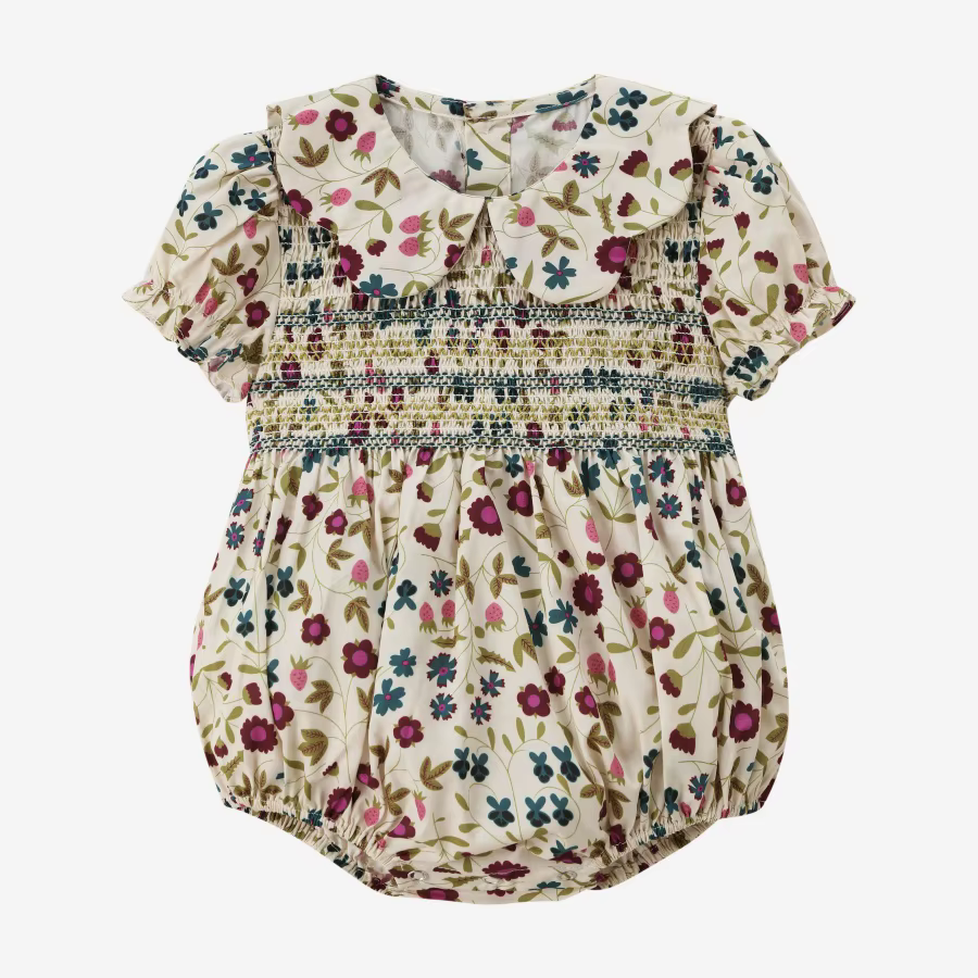 Beige Floral & Cableknit Collection – Floral Romper
