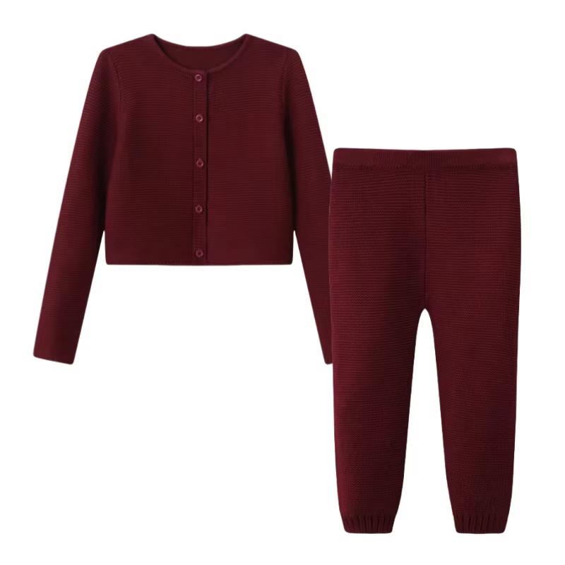 Silk Wool Knitting Collection – Burgundy Long Set