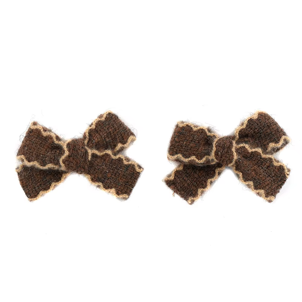 Herringbone Mini Bow Hair Clip Set
