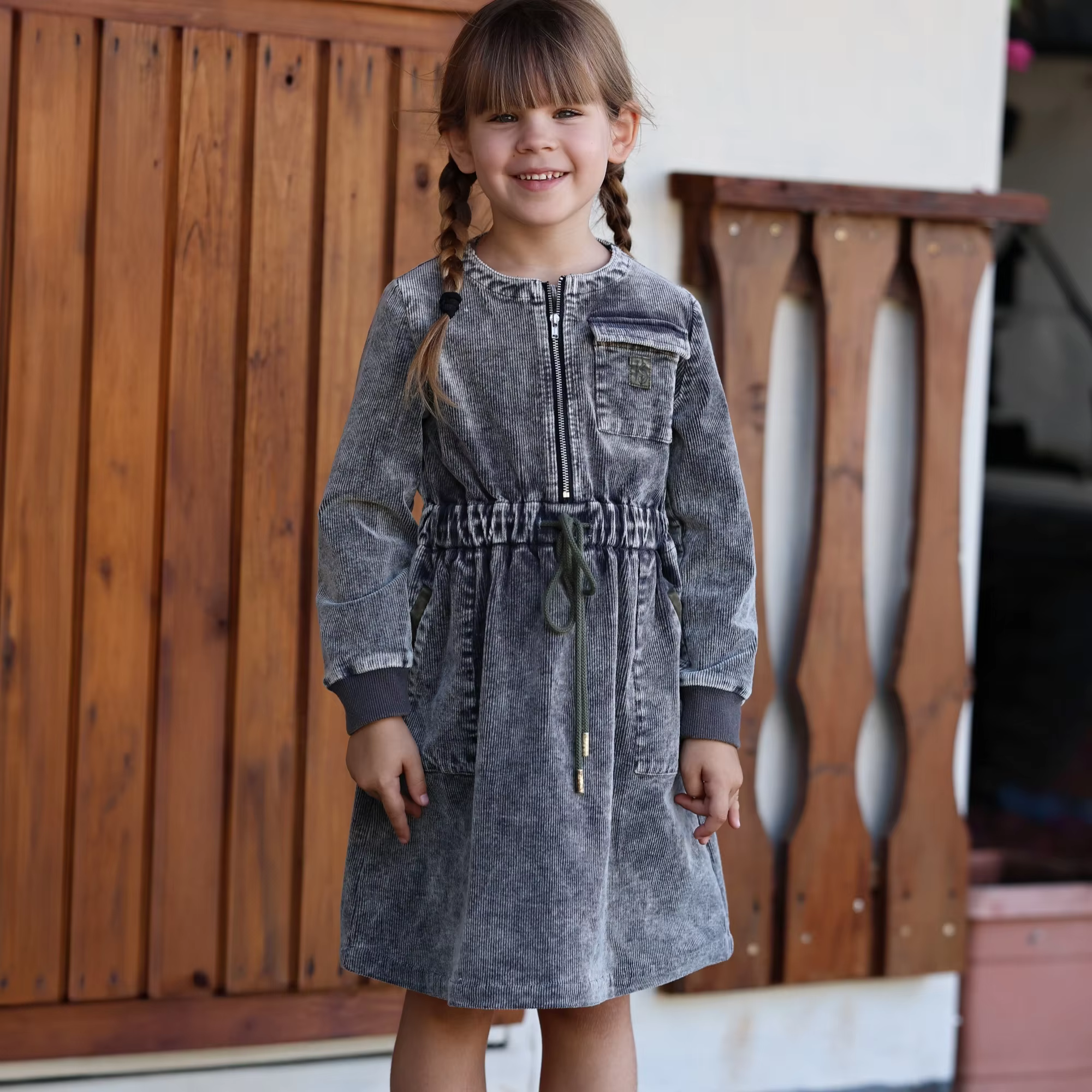 Washed Corduroy Collection – Girls Corduroy Dress — image 3