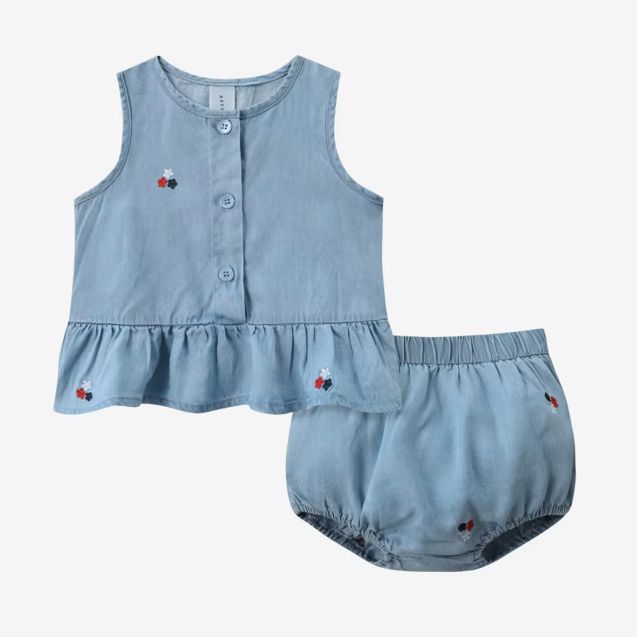 Embroidered Denim Collection – Baby Girl Set
