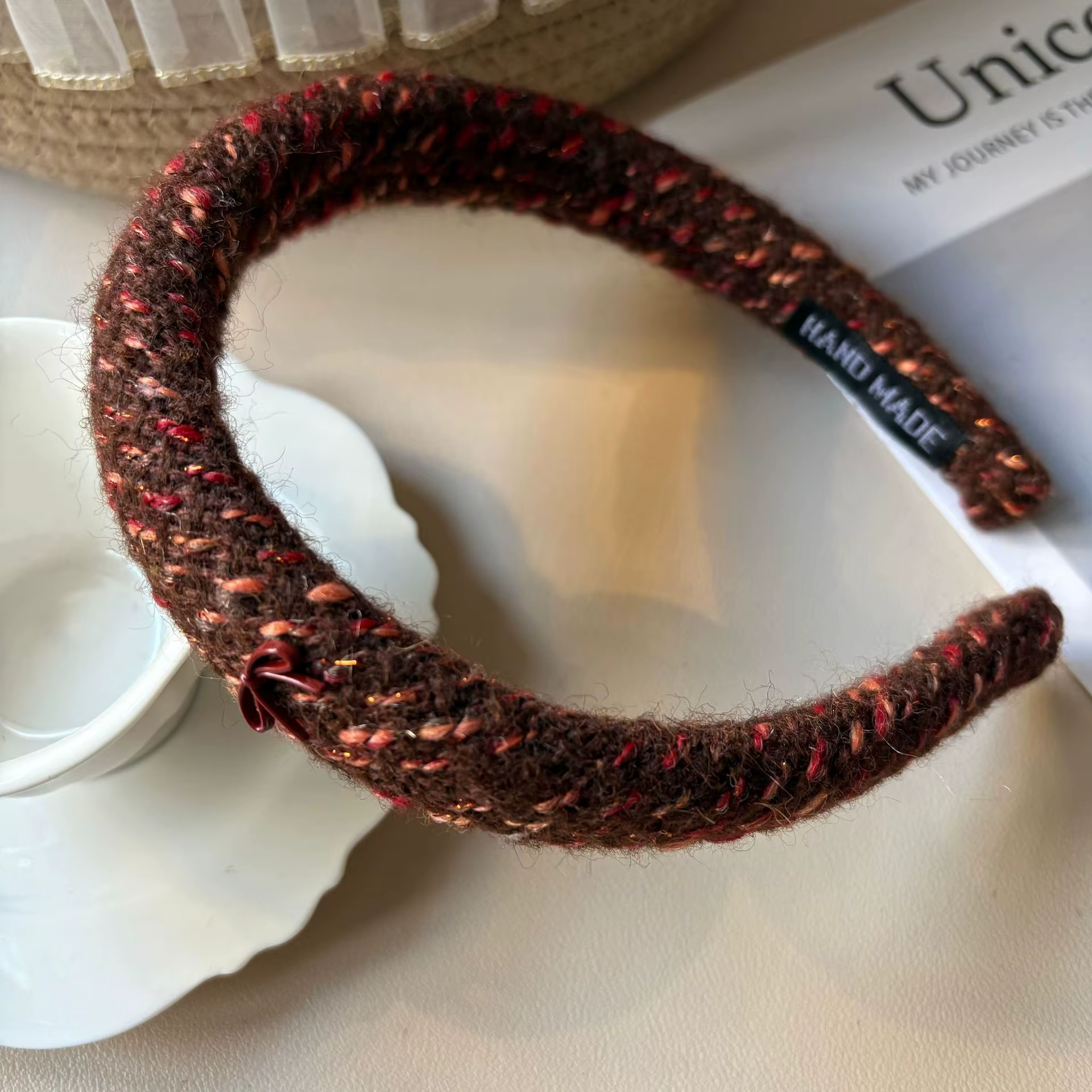 Textured Houndstooth Padded Headband