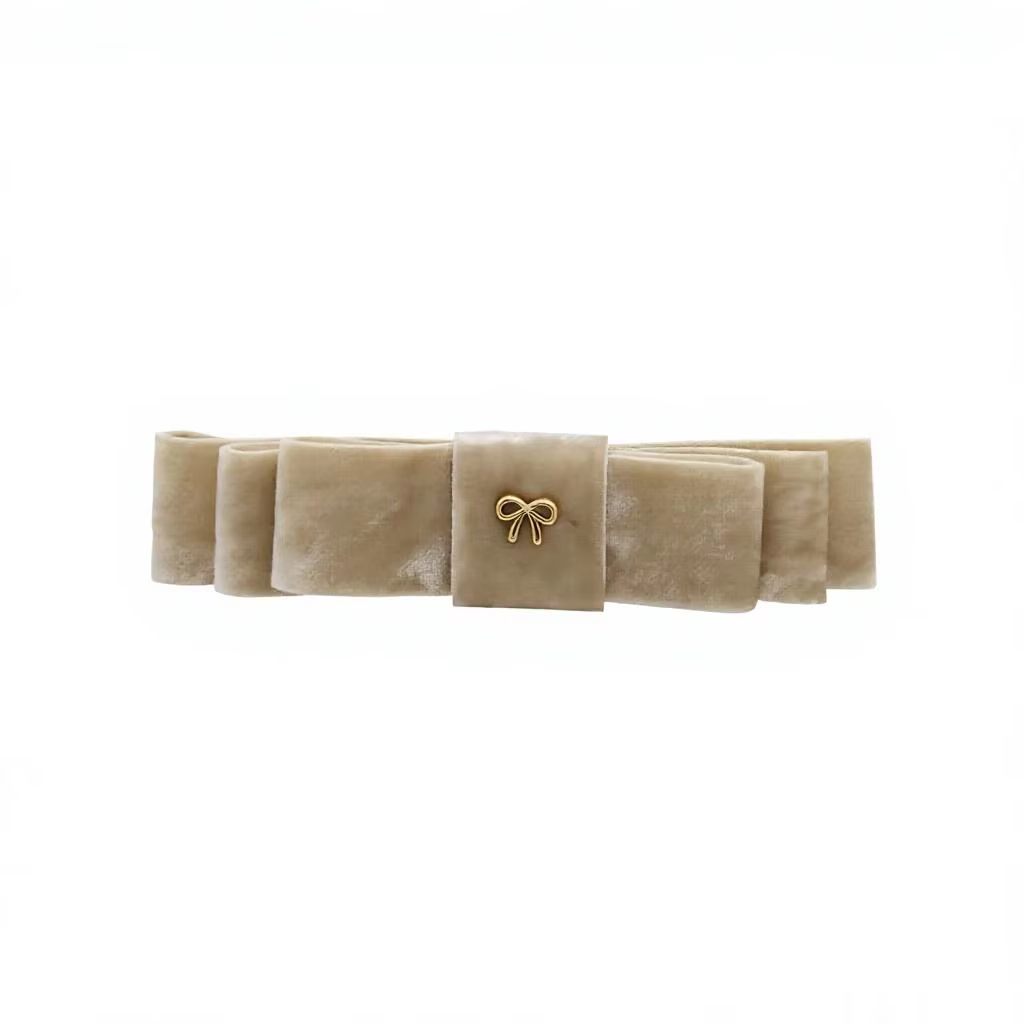 Tan Velvet Bow Clip – Ali Picks AW26