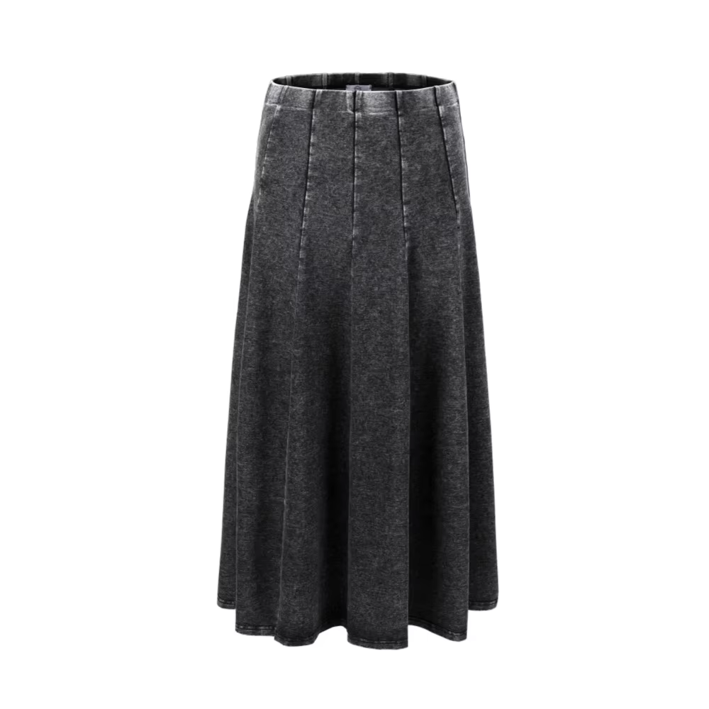 Panel Pleated Washed Denim – Acid Washed Gray