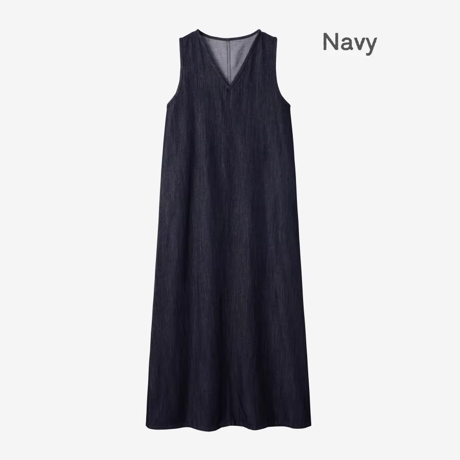 Denim V-Neck Maxi Dress – Navy – Ali Specials AW26