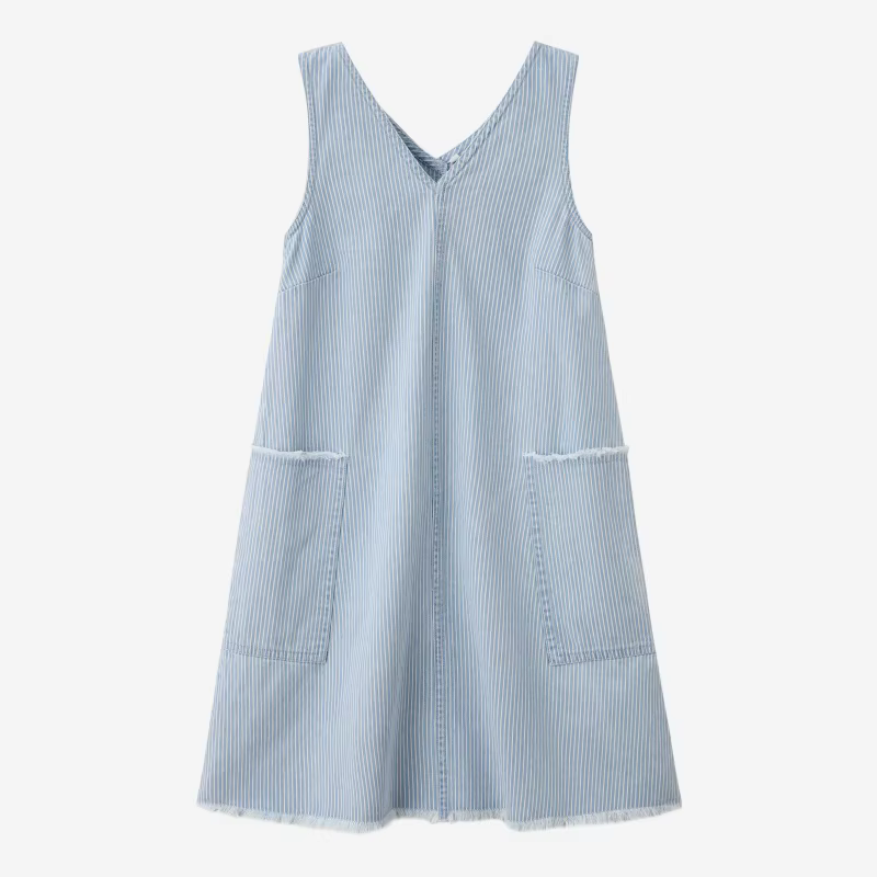 Pinstripe Denim Collection – Girls V Dress