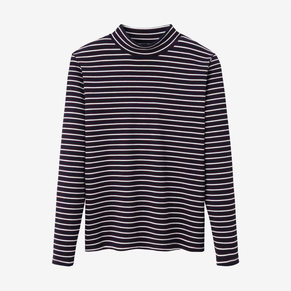 Striped Mockneck Tops – Navy Striped – Ali Specials AW26