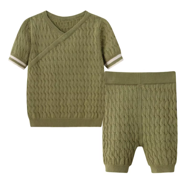 Beige Floral & Cableknit Collection – Cableknit Green Set