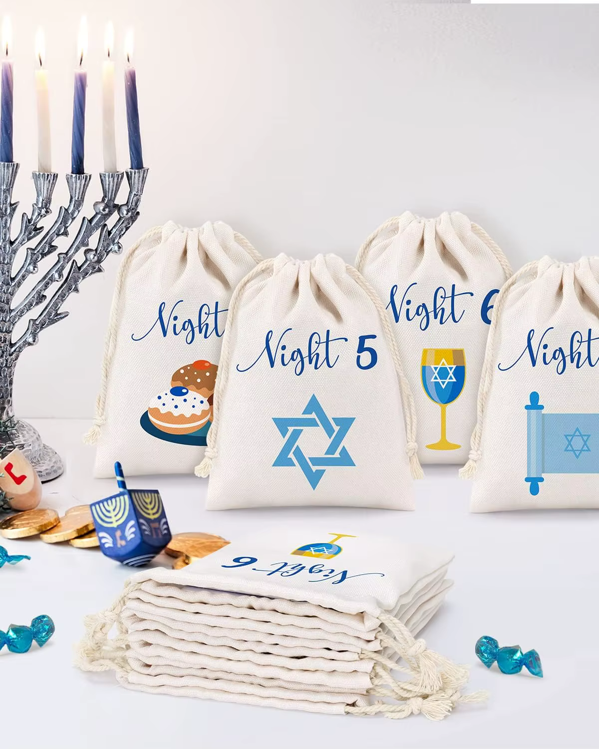Chanukah Countdown Bags – Night 1–8 – Style B — image 4