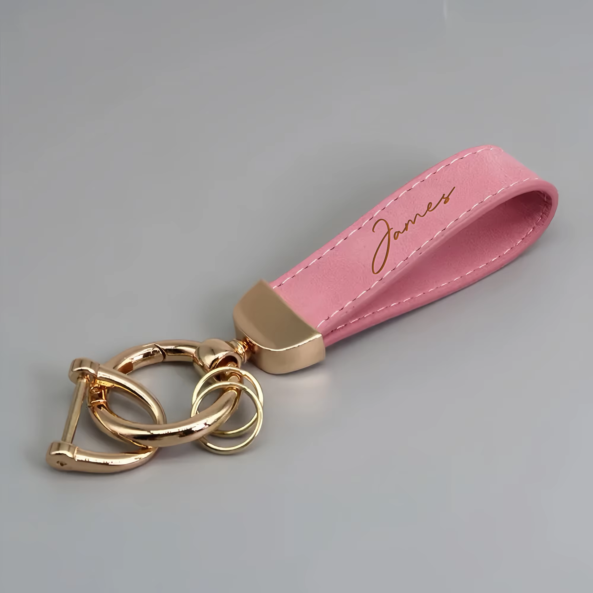 Personalised Faux-Leather Name Keychain