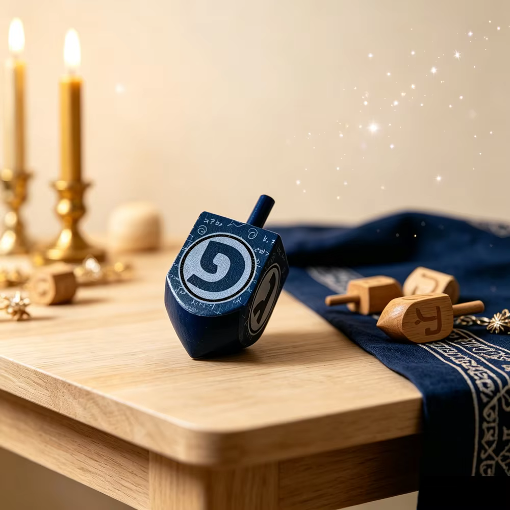 Navy Wooden Dreidel Set – 6 Pack — image 6