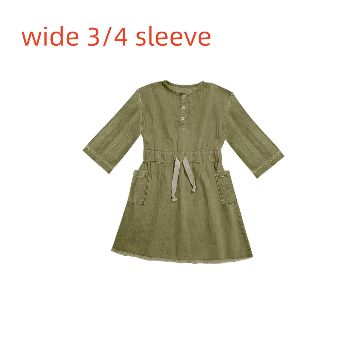 Washed Green Denim Fringe Collection – 3qtr Sleeve Dress