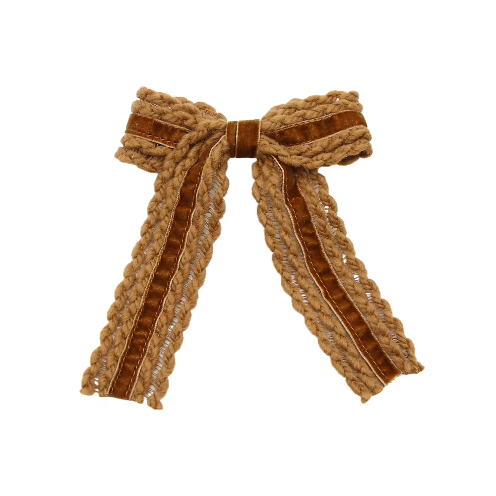 Wool Knit Velvet Bow Headband Medium Hair Clip — image 3