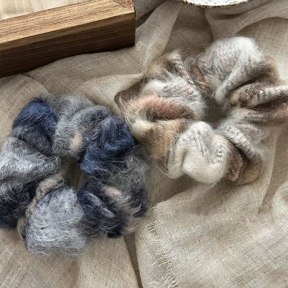 Wool Blend Scrunchie Vintage Cozy Style – 2-Piece Set