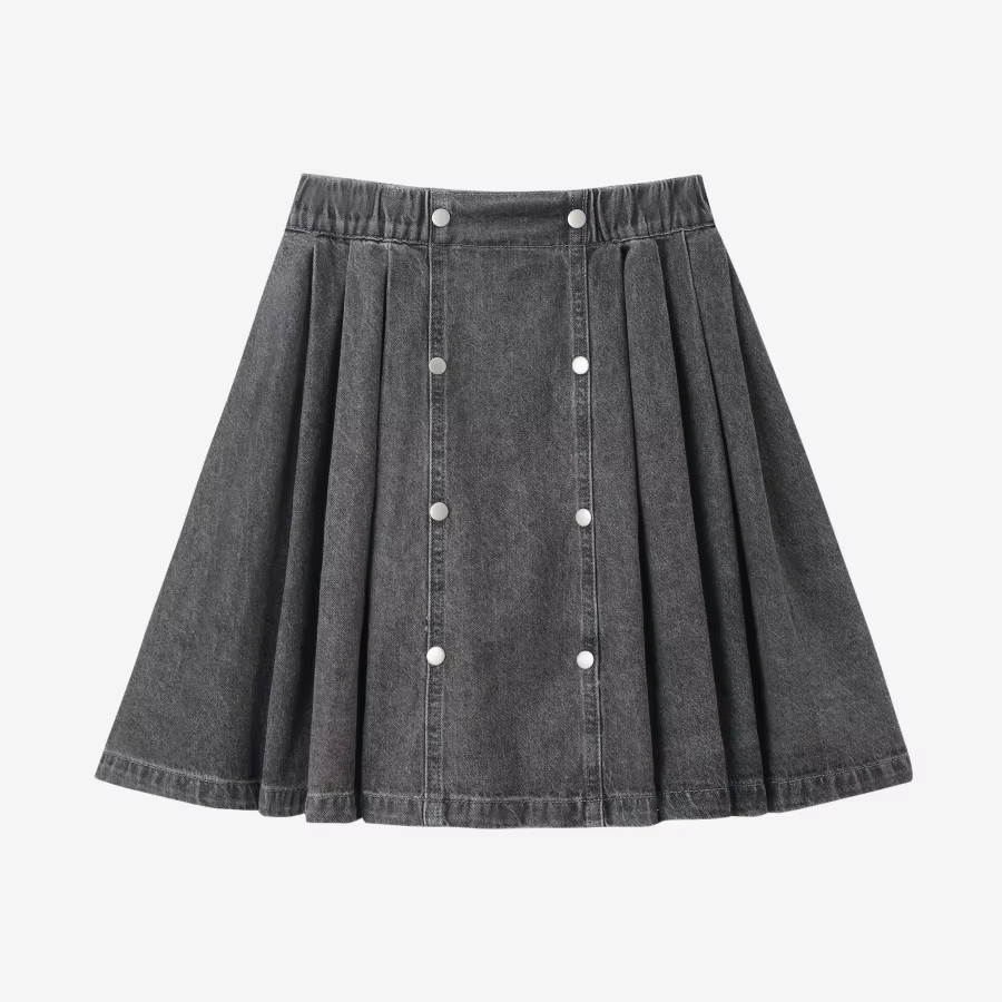 Grey Denim Collection – Button Skirt