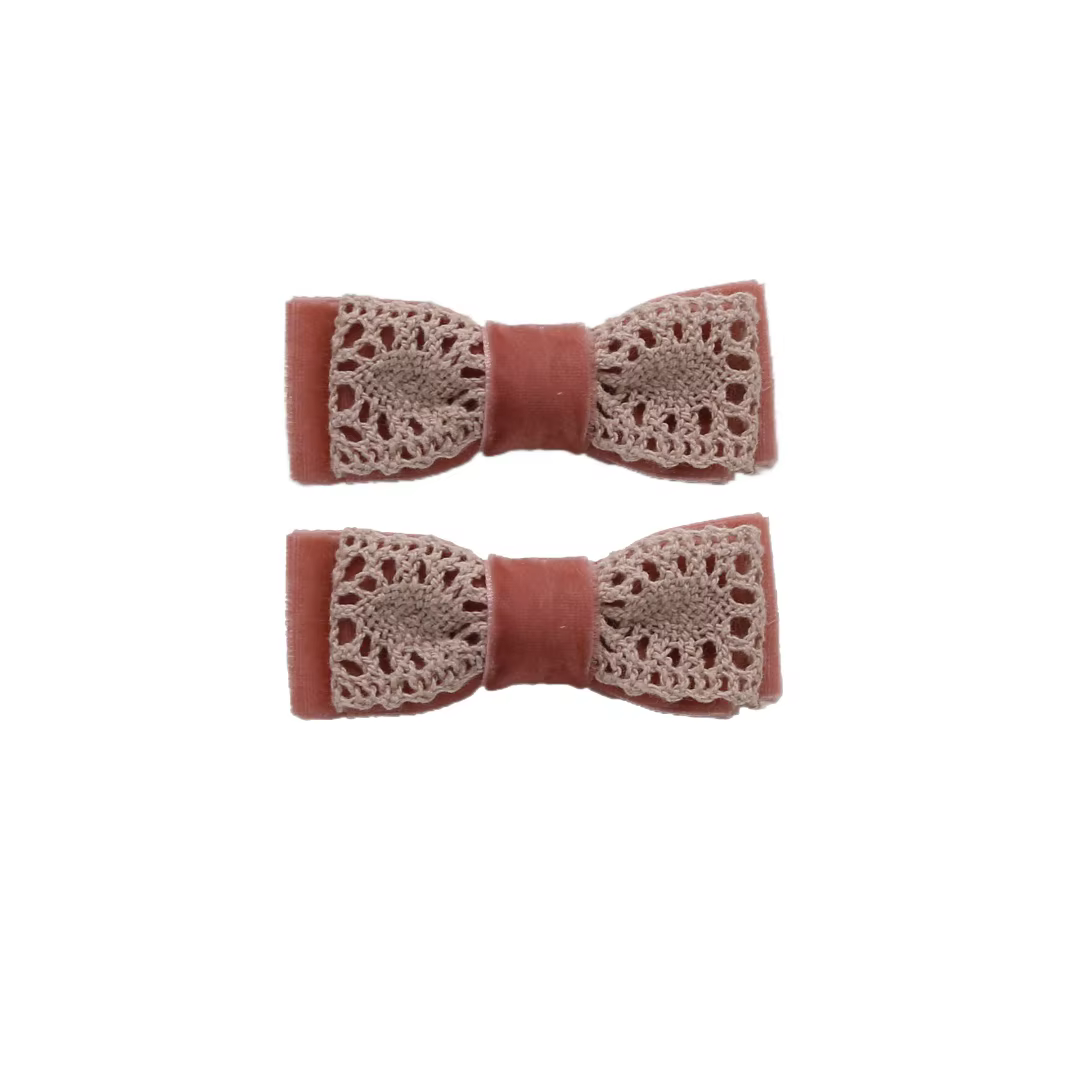 Lace Velvet Bow Headband Mini Hair Clip — image 2