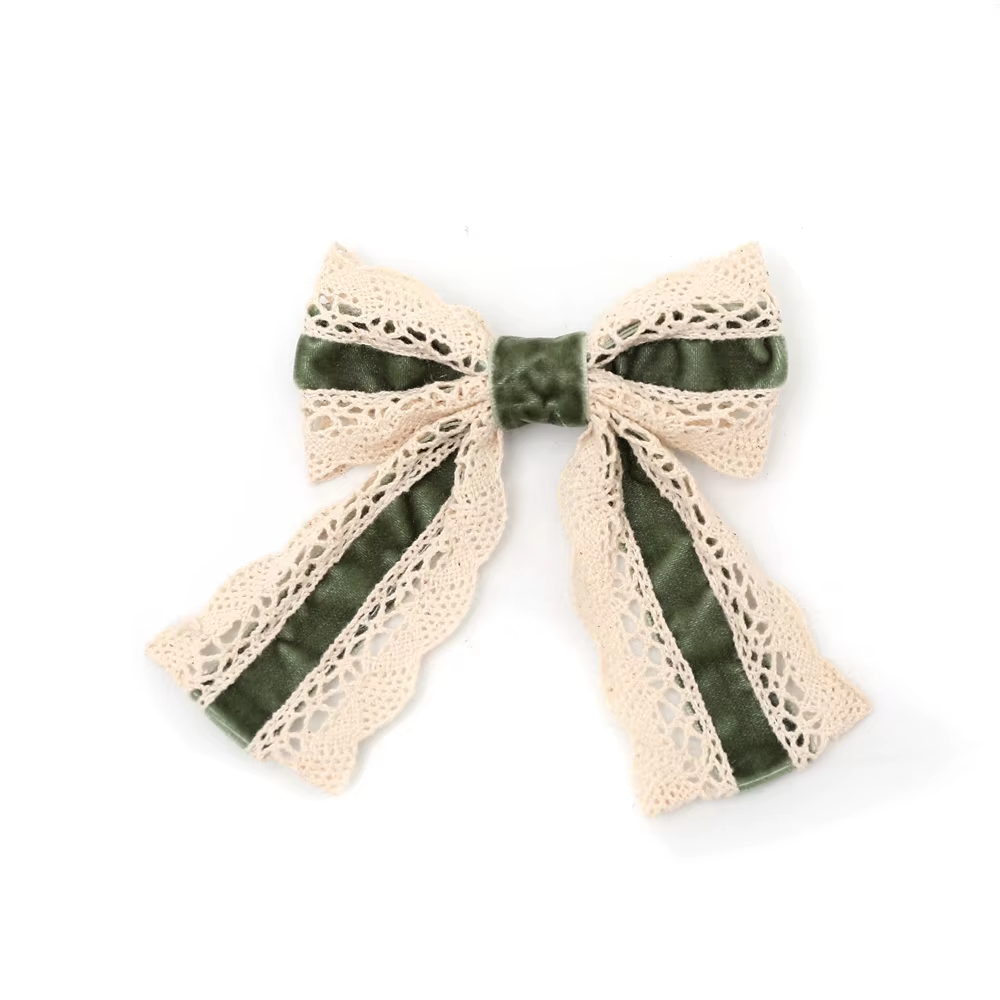 Long-Tail Lace Velvet Bow Headband Bow Hair Clip — image 5