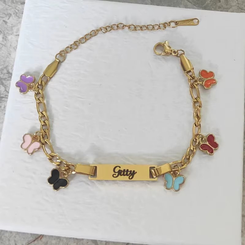 Personalised Heart & Butterfly Baby Bracelet — image 4