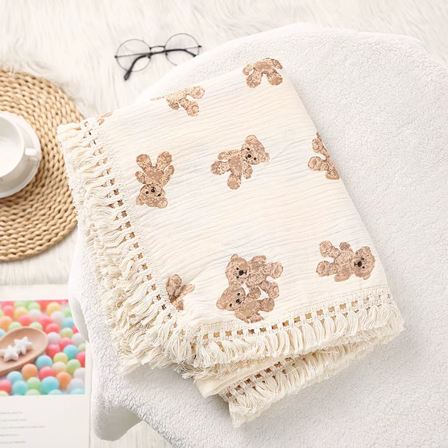 Bear Muslin Baby Blanket