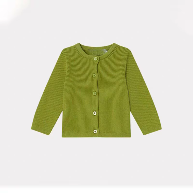 Girls' Olive Button Cardigan