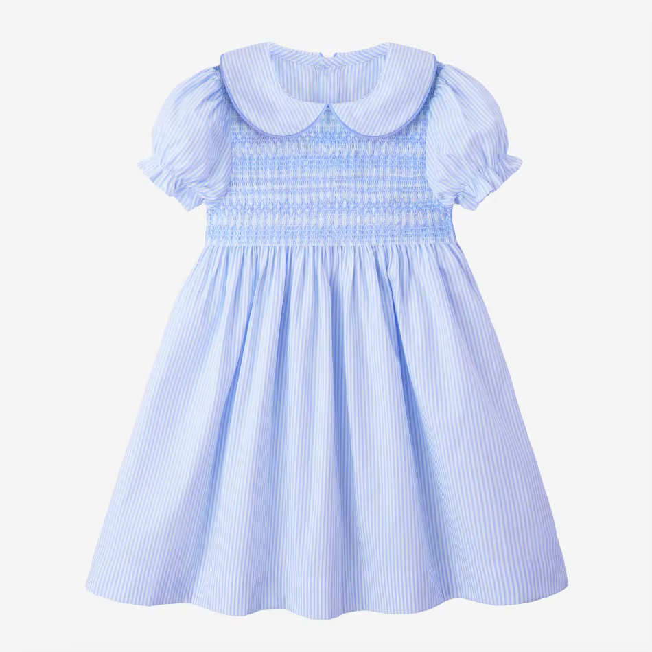 Blue & Pink Smocking Collection – Blue Short Sleeve