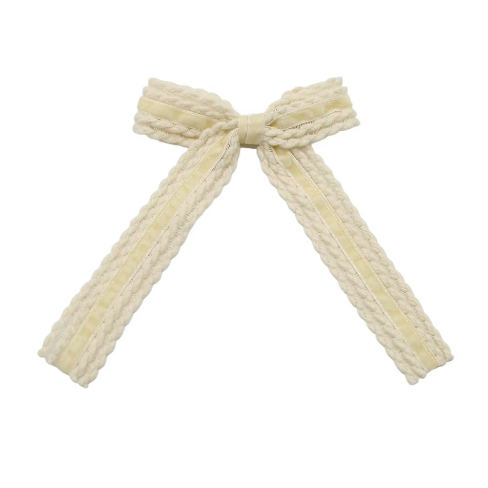 Wool Knit Velvet Bow Headband Large Hair Clip — image 4