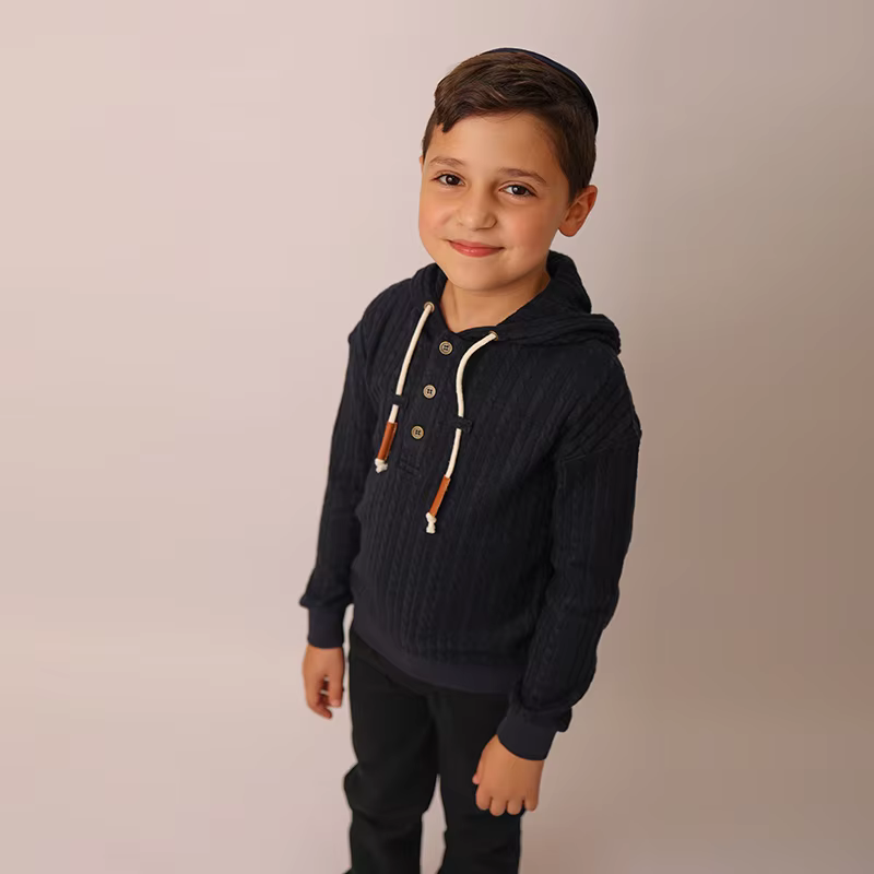 Navy Cable Knit Collection – Boys Hood — image 4