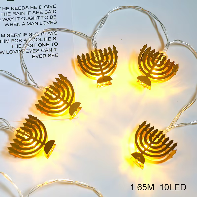 Warm Menorah String Lights
