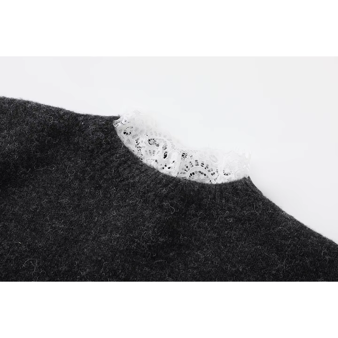 Lace-Trim Knit Sweater and Skirt Set — image 2