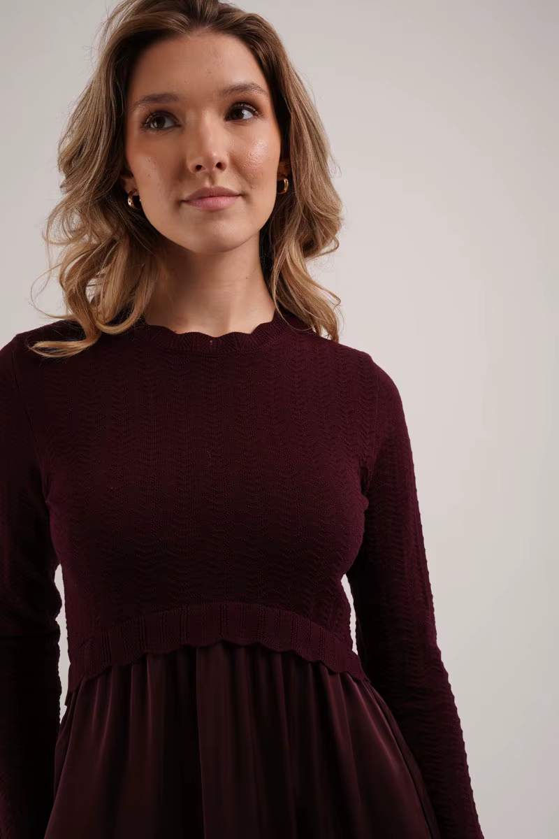 Knitted Satin Maxi Dress – Burgundy — image 7