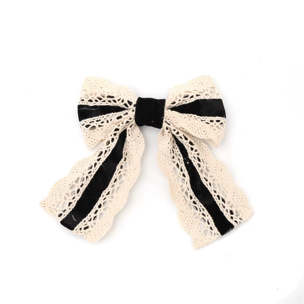 Long-Tail Lace Velvet Bow Headband Bow Hair Clip — image 3