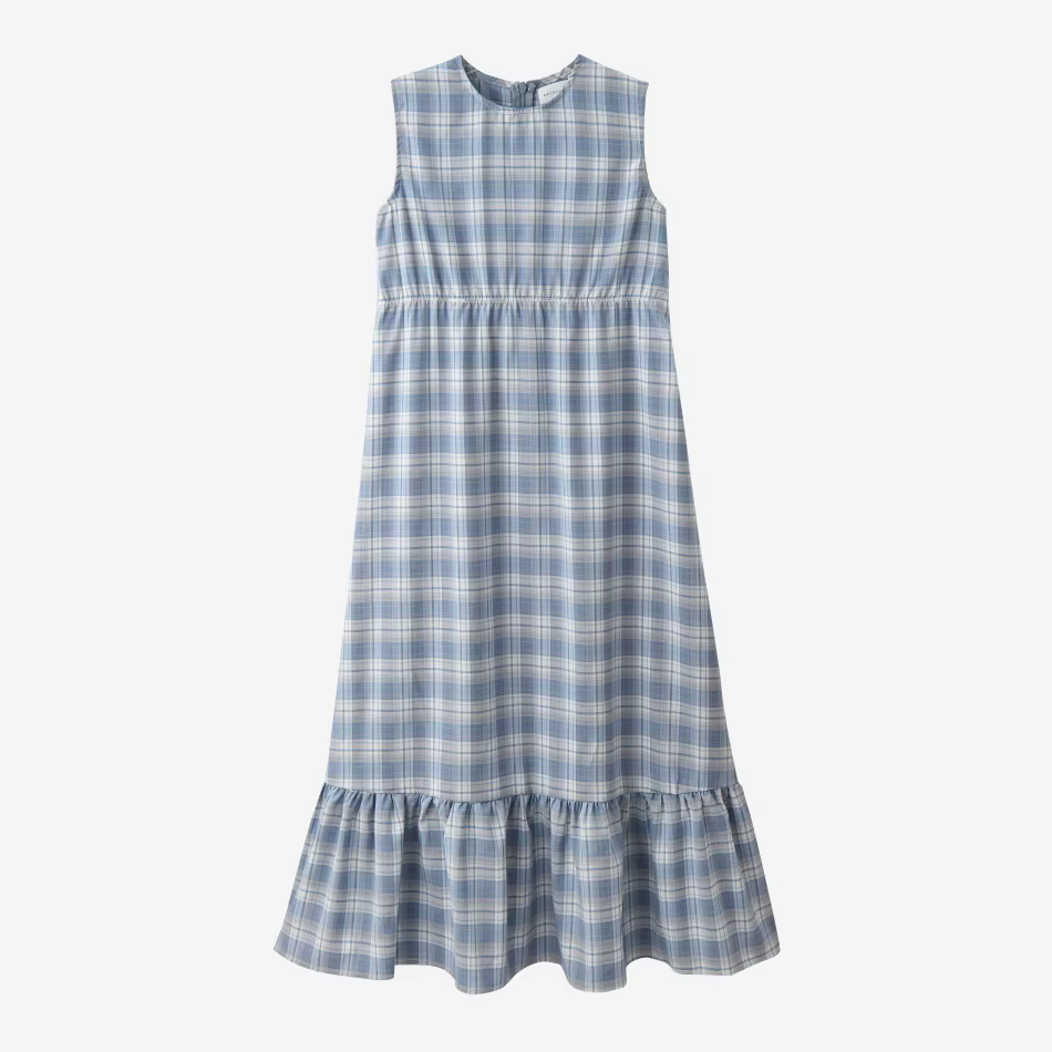 Teen Knitted Blue Cardigan Set – Plaid Dress