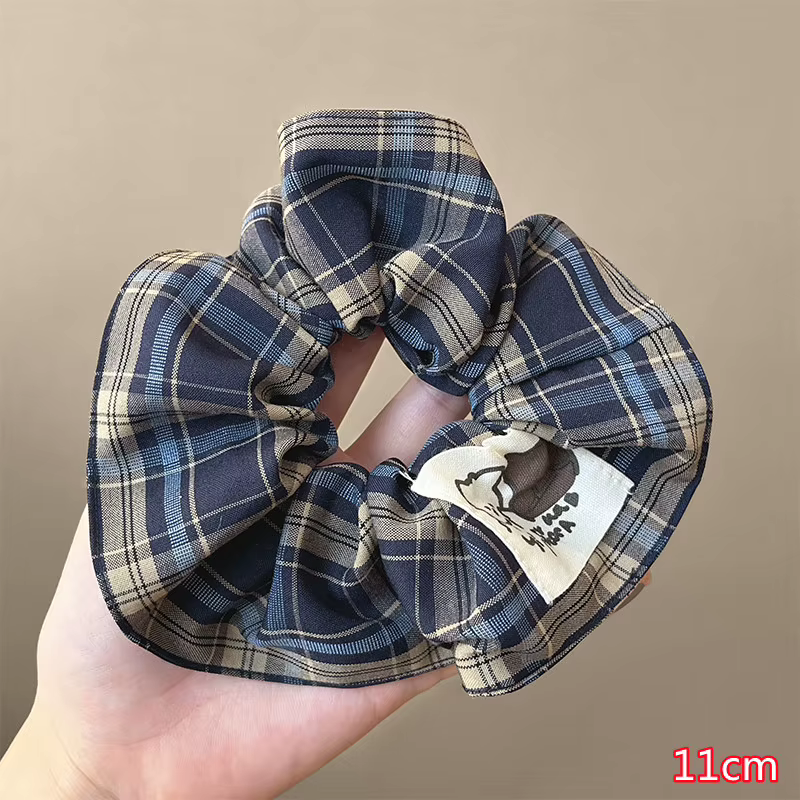 Square Plaid Scrunchie Women Girls Elastic Hair Rubber – Round