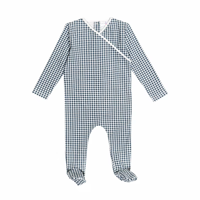 The Gingham Loungewear – Blue Plaid Footie