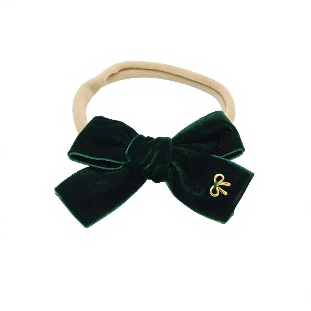 Dark Green Nylon Bow Headband – Ali Picks AW26