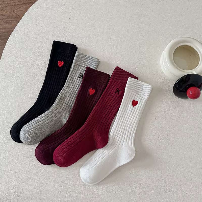 2Pairs/Lot Girls' Socks Spring And Autumn Red Series Long