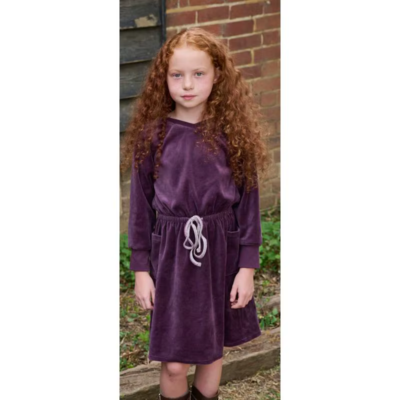 The Velour Collection – Eggplant-Girls Dress
