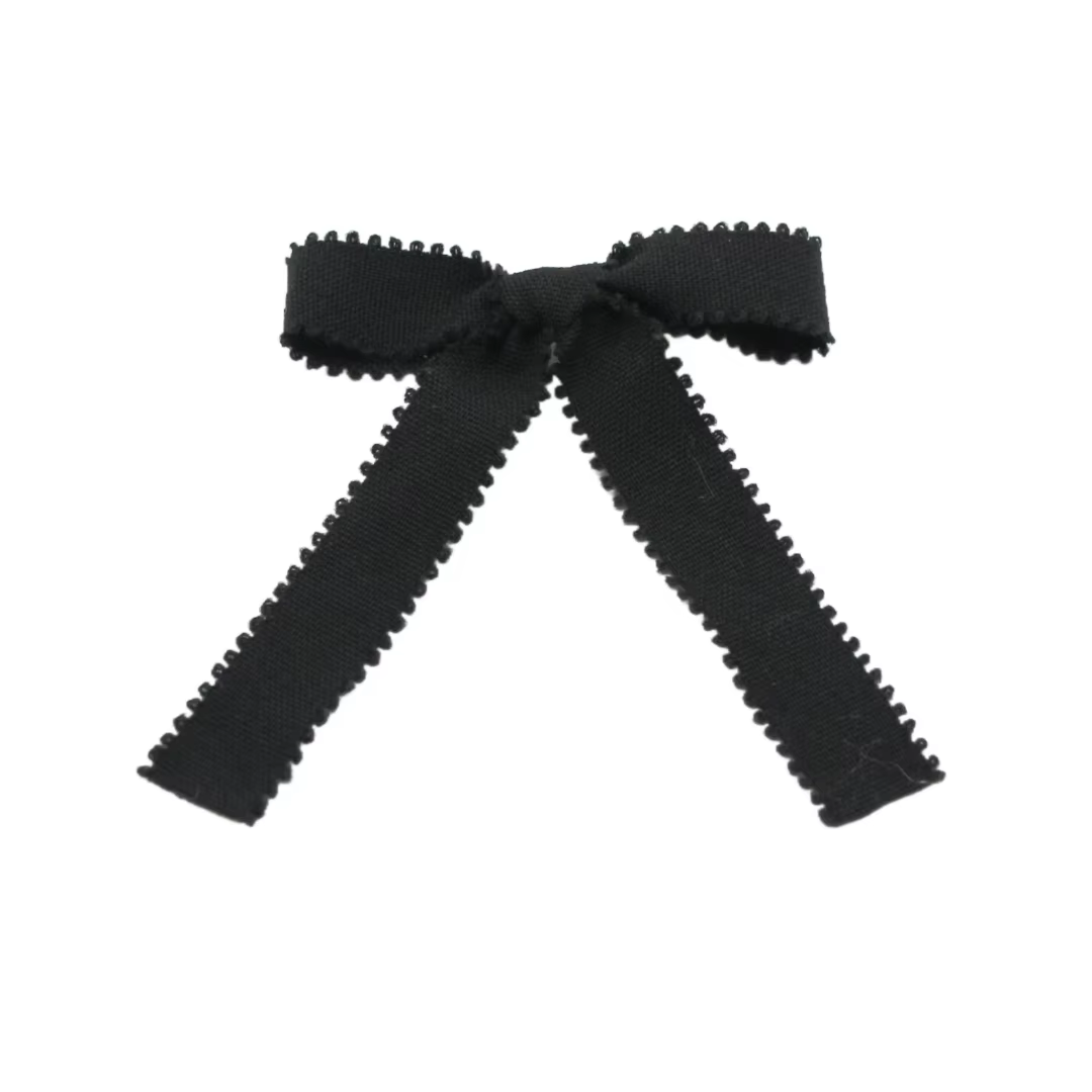 Black Floral Velvet Bow Headband Medium Hair Clip — image 7
