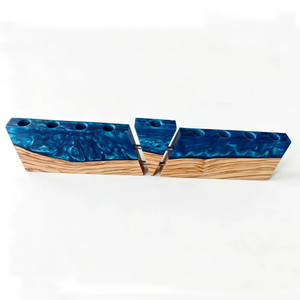 Olive Wood & Resin Chanukah Menorah — image 5