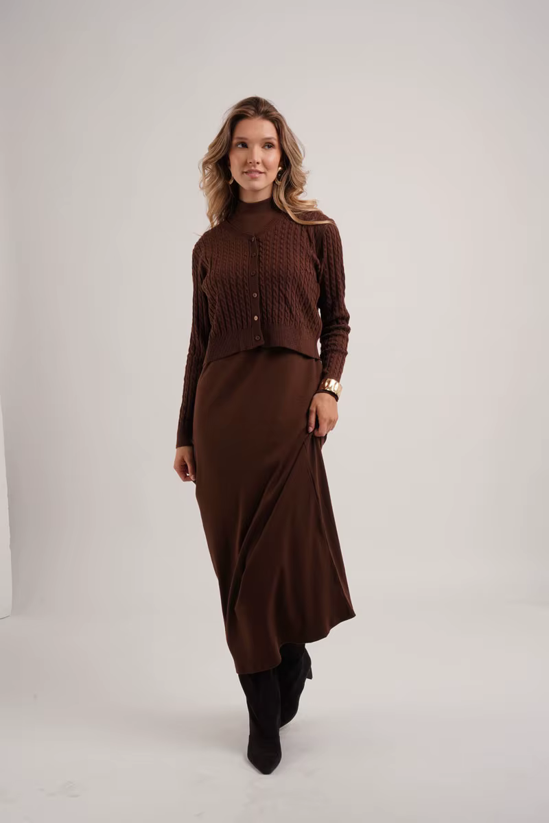 Cableknit & Rib Dress Collection – Green Cardigan — image 5