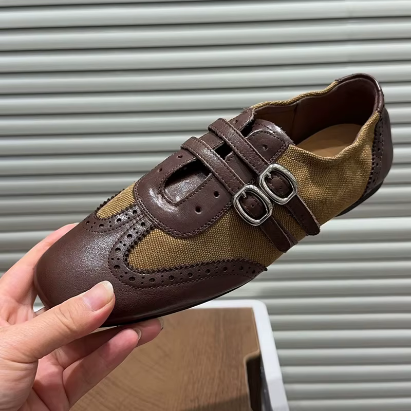 Vintage Linen Buckle Loafers