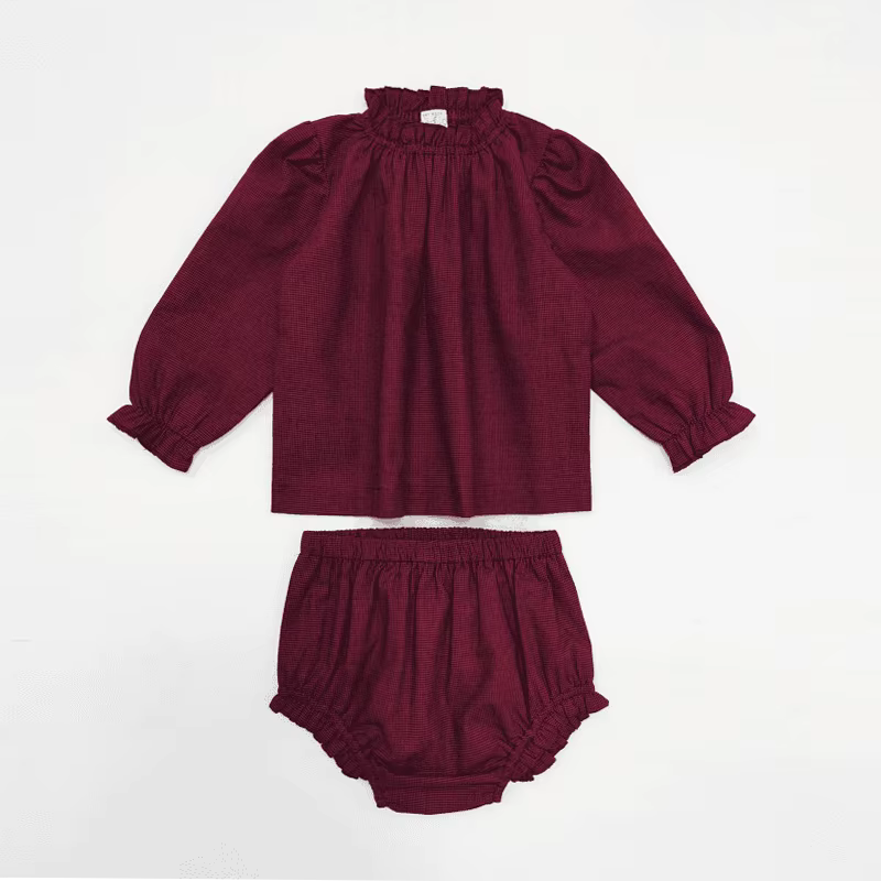 Heritage Weave Burgundy Baby Bloomer Set – Ali & Co AW26