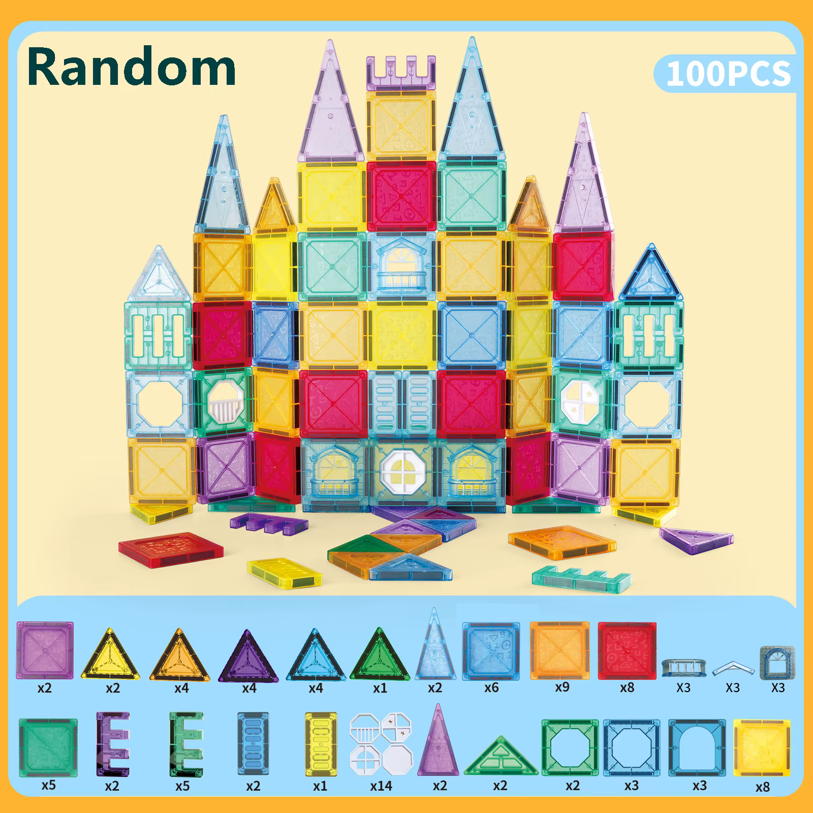 Magnetic Building Tiles – 100 pieces
