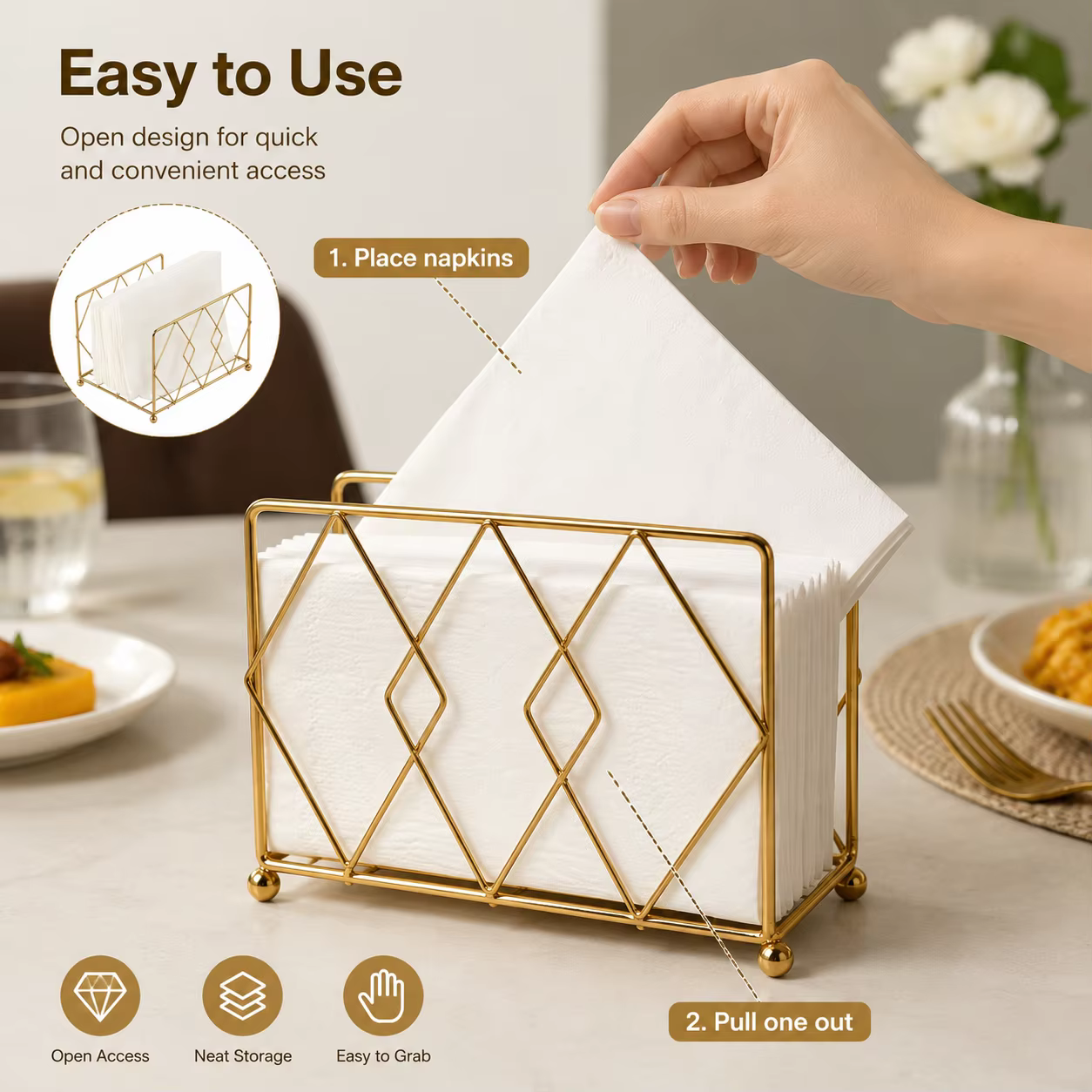 Gold Metal Napkin Holder — image 4