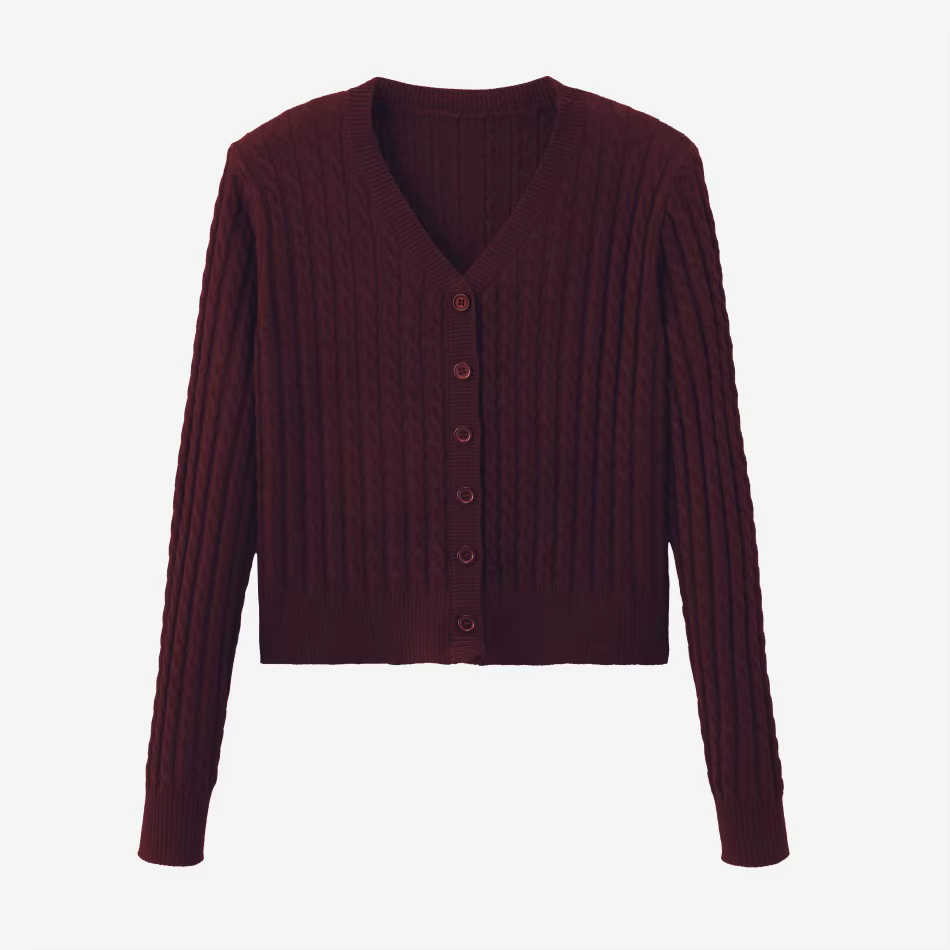 Cableknit & Rib Dress Collection – Burgundy Cardigan – Ali Specials AW26